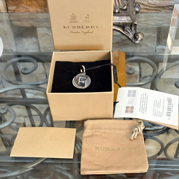 Burberry Elegant Silver Marble Pendant Letter (F) NWT